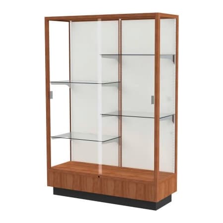 Waddell Display Case Of Ghent Heritage Display Case Danish Walnut, Fabric Back 48"W x 18"D x 70"H 891M-PB-W